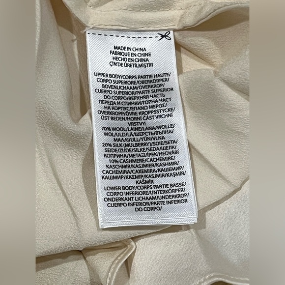 Polo Ralph Lauren Womens Dress Long-Sleeve Cream pleated Mockneck Wool Silk XL - Picture 16 of 16